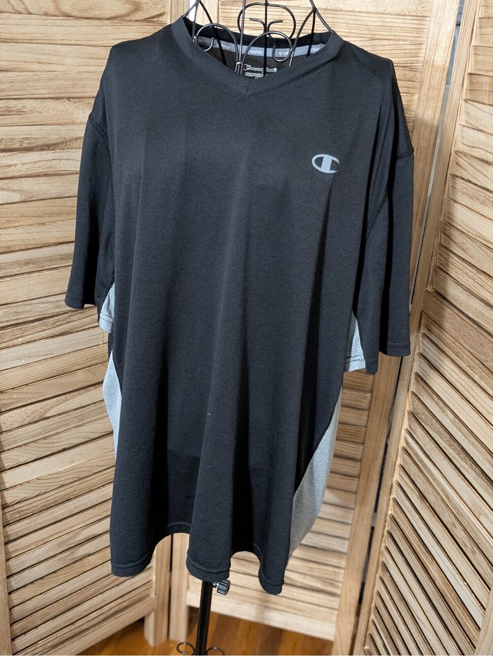 CHAMPION DUO DRY  Unisex Black W Gray Swim Shirt - Sz 2xl